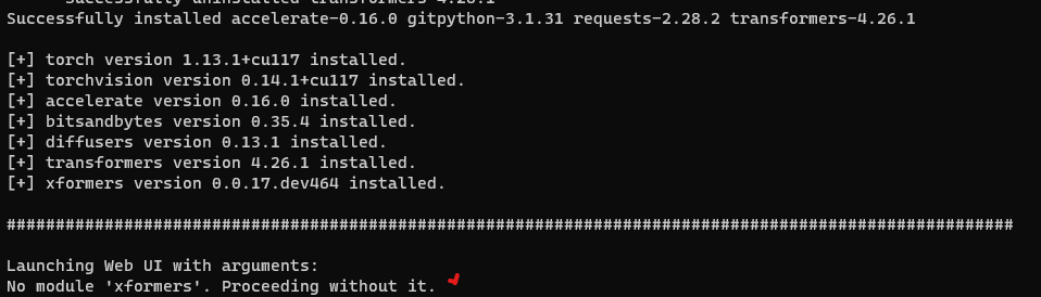 Stable Diffusion : No module ‘xformers’. Proceeding without it.