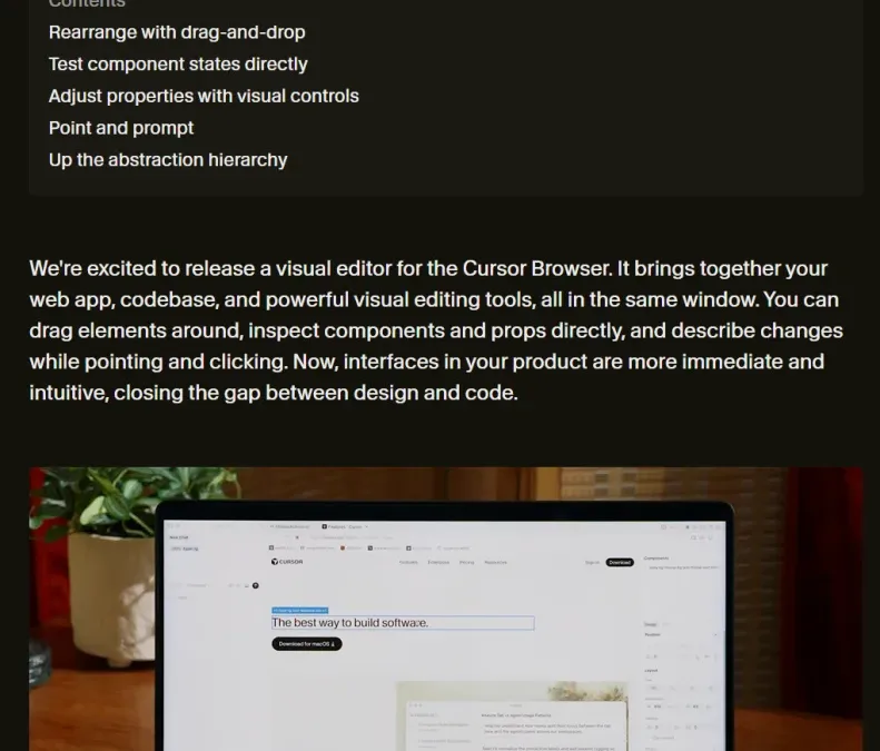 Cursor 2.2 全新登場：視覺化編輯器與瀏覽器除錯，重新定義 Vibe Coding