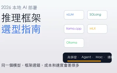 2026 本地大模型推理框架怎麼選？vLLM、SGLang、llama.cpp、MLX、Ollama 比較