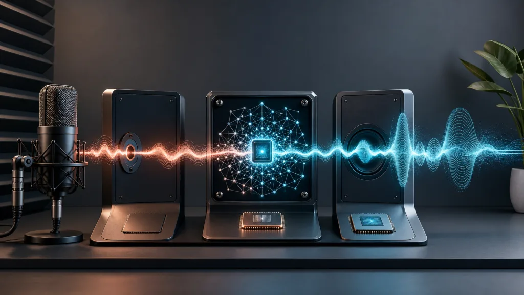 VibeVoice 本地語音辨識與即時 TTS 模型架構概念圖